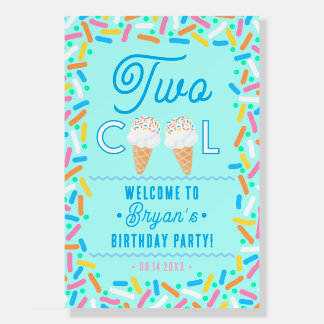 Two Cool Second Birthday Invitation Ice Cream Foam Board