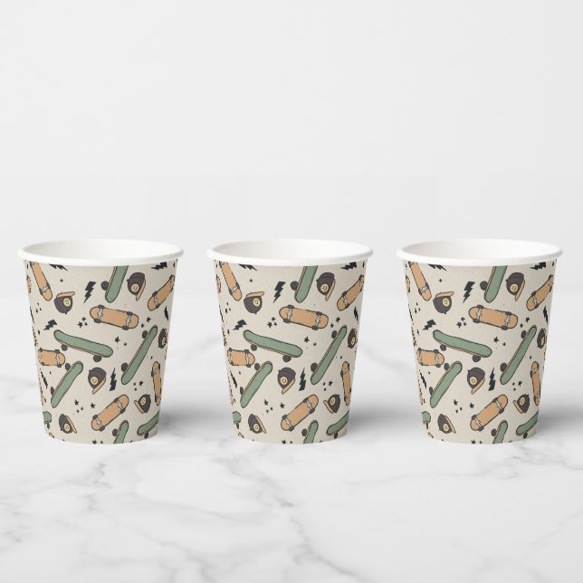 Two Cool Skateboard Birthday  Paper Cups (Multi)