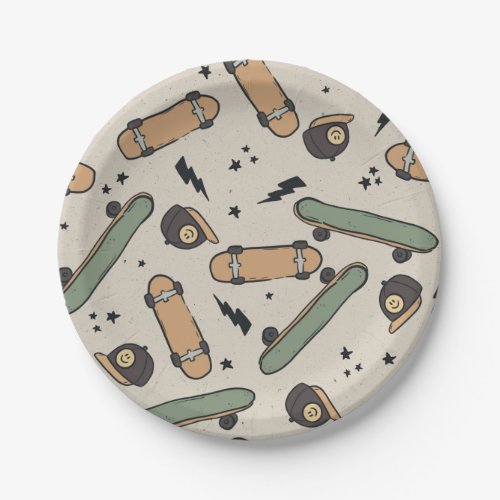 Two Cool Skateboard Birthday  Paper Plates