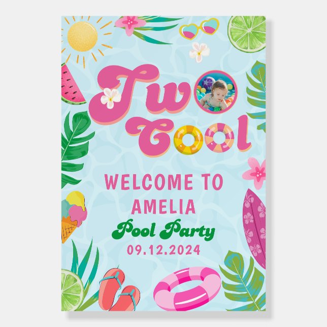 Two cool summer pool Birthday Welcome Sign (Front)