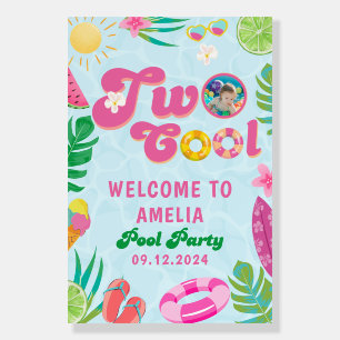 Two cool summer pool Birthday Welcome Sign