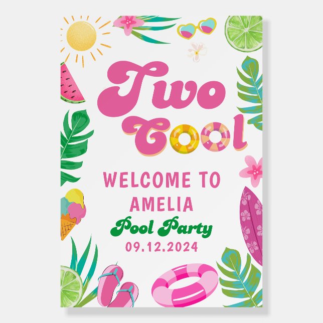 Two cool summer pool Birthday Welcome Sign (Front)