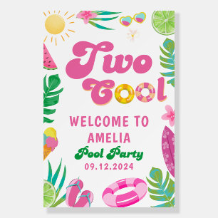Two cool summer pool Birthday Welcome Sign