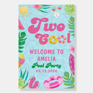 Two cool summer pool party Birthday Welcome Sign
