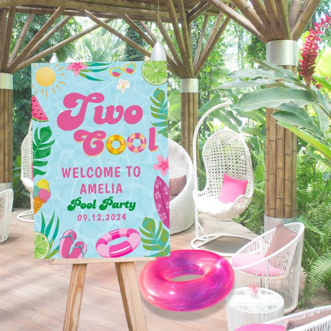 Two cool summer pool party Birthday Welcome Sign (Creator Uploaded)