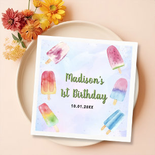 Two Cool Summer Popsicle 2nd Birthday Napkins
