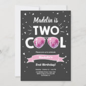 Two Cool Summer Sunglasses Girl 2nd Birthday Invit Invitation (Front)