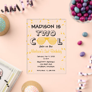 TWO Cool Sunglass 2nd Birthday Party Acrylic Invitations