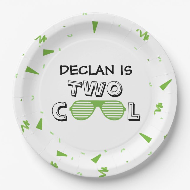 TWO Cool Sunglass 2nd Birthday Party Paper Plates (Front)