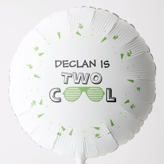 TWO Cool Sunglass 2nd Birthday Party Paper Plates Balloon (Front)