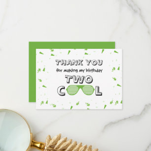 TWO Cool Sunglass 2nd Birthday Party Paper Plates Thank You Card