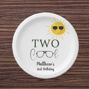 Two Cool Sunglass 2nd Birthday simple Paper Plates