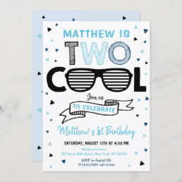Two Cool Sunglass Boy Second Birthday Invitation