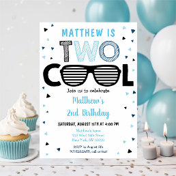 Two Cool Sunglass Boy Second Birthday Invitation