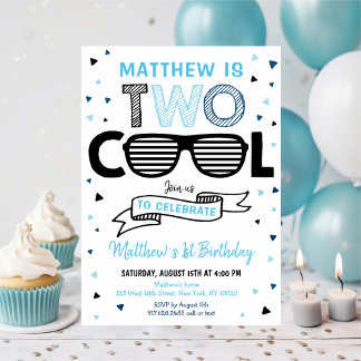 Two Cool Sunglass Boy Second Birthday Invitation