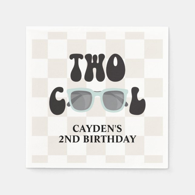 Two Cool Sunglasses and Checker 2nd Birthday Napkins (Front)