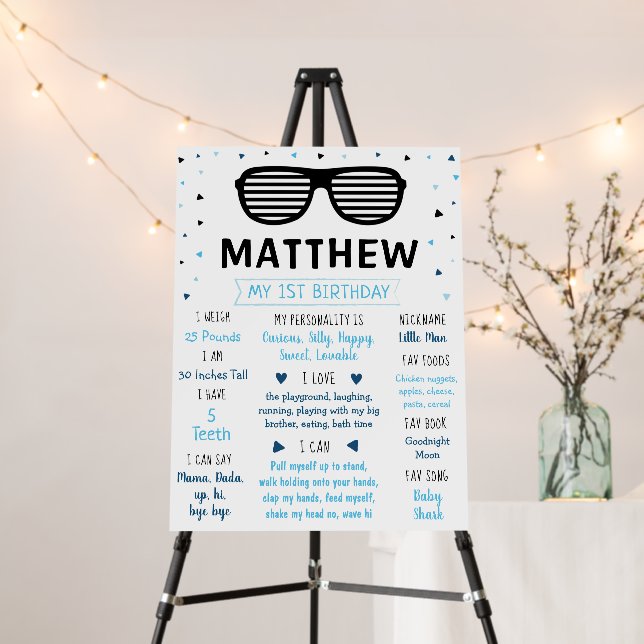 Two Cool Sunglasses Birthday Milestone Foam Board (In Situ (Stand))