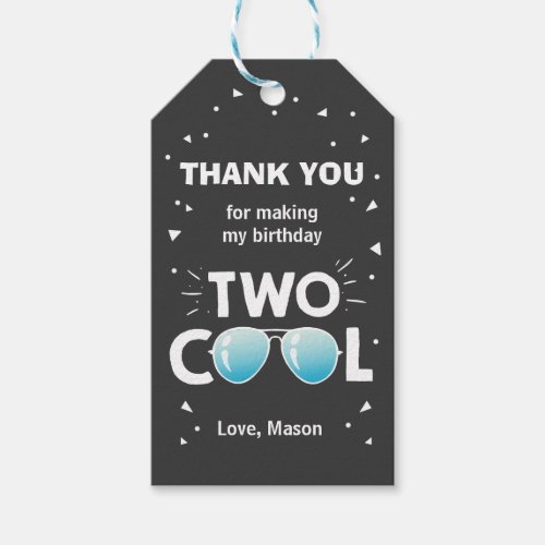 Two Cool Sunglasses Birthday Thank You Favor Tags