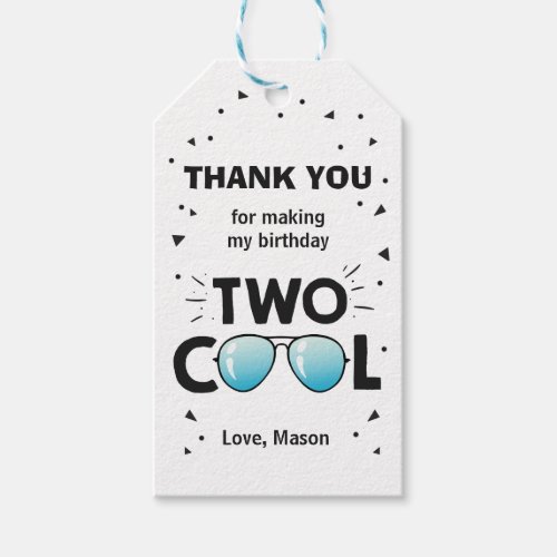 Two Cool Sunglasses Birthday Thank You Favor Tags