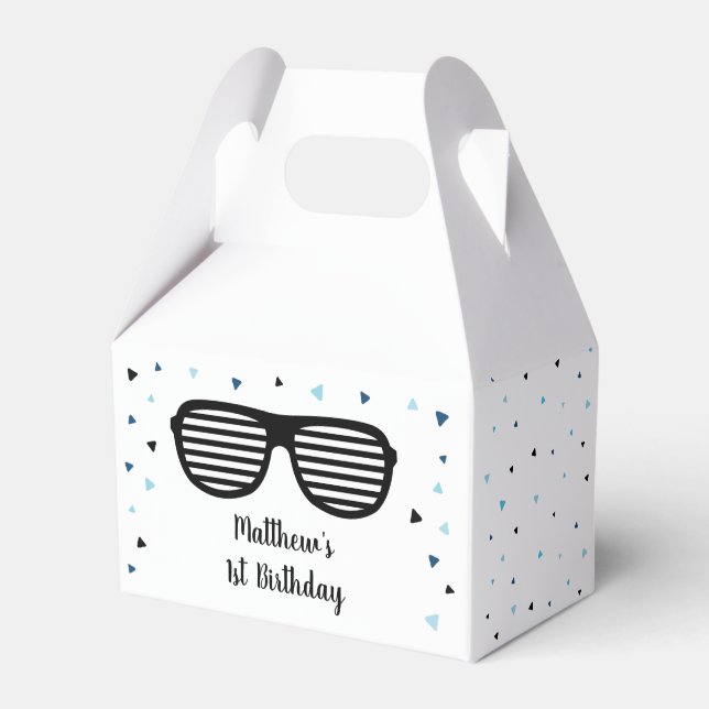 Two Cool Sunglasses Boy Birthday Favor Boxes (Front Side)