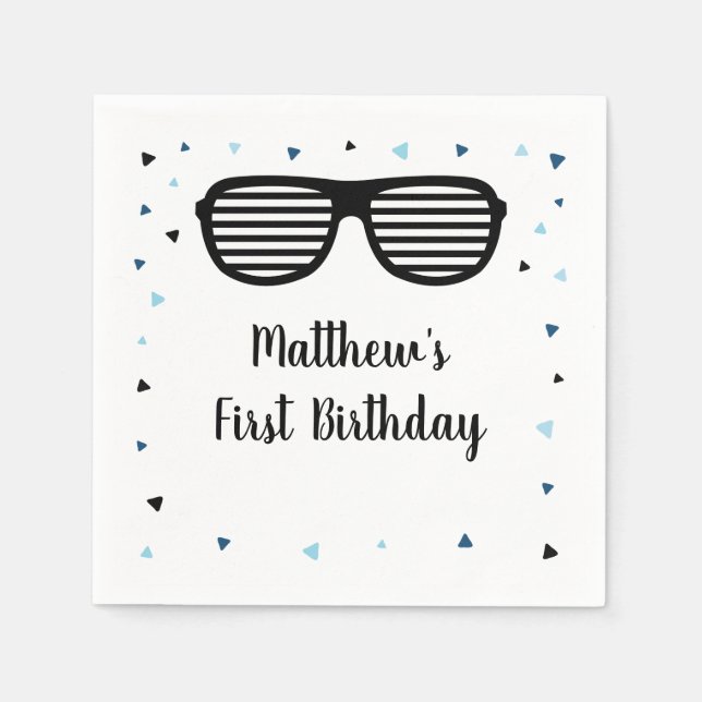 Two Cool Sunglasses Boy Birthday Napkins (Front)