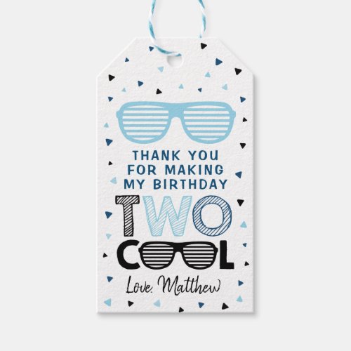 Two Cool Sunglasses Boy Birthday Thank You Gift Tags