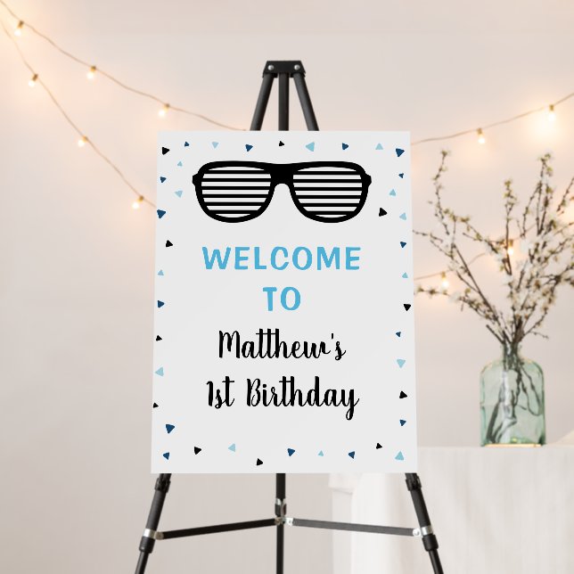 Two Cool Sunglasses Boy Birthday Welcome Foam Board (In Situ (Stand))