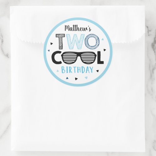 Two Cool Sunglasses Boy Second Birthday Classic Round Sticker