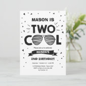 Two Cool Sunglasses Boy Second Birthday Party Invitation (Standing Front)