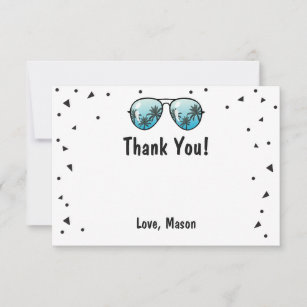 Two Cool Sunglasses Confetti Boy Thank You Card