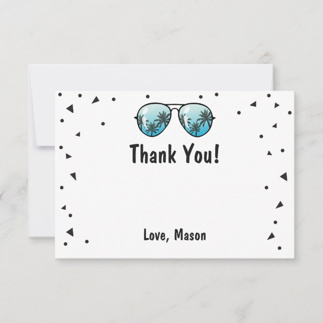 Two Cool Sunglasses Confetti Boy Thank You Card (Front)