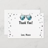 Two Cool Sunglasses Confetti Boy Thank You Card (Front/Back)