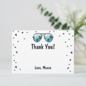 Two Cool Sunglasses Confetti Boy Thank You Card (Standing Front)