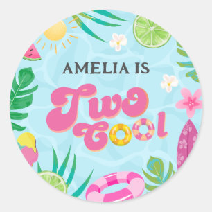 Two cool tropical pool summer 2nd Birthday Classic Round Sticker
