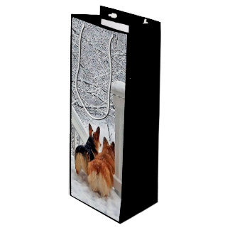 Two Corgis in Winter Wine Gift Bag