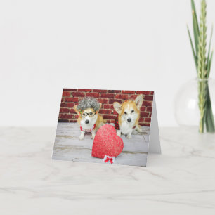 Two Corgis with Candy Valentine's greeting card