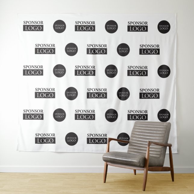 Two Corporate sponsor logos Step and Repeat Custom Tapestry (In Situ (Horizontal))