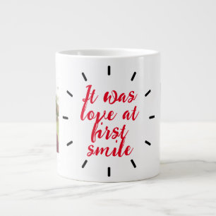 two couple Photo Love at First smile valentine Giant Coffee Mug
