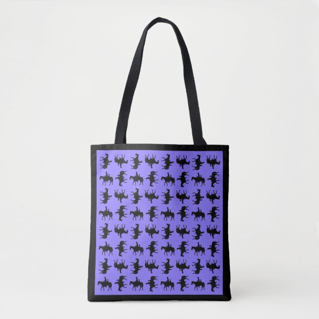 Two Cowboys on Horseback Silhouettes - Periwinkle Tote Bag (Front)