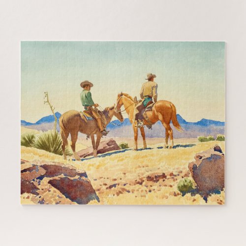 Two Cowboys on Horses by Maynard Dixon Jigsaw Puzzle