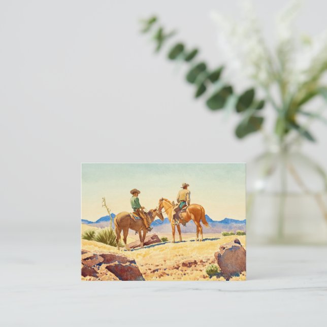 Two Cowboys on Horses by Maynard Dixon Note Card (Standing Front)