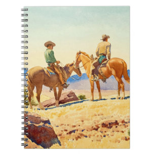 Two Cowboys on Horses by Maynard Dixon Notebook