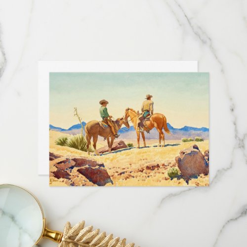 Two Cowboys on Horses by Maynard Dixon Thank You Card