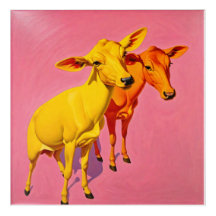 "Two cows" pink contemporary Acrylic Wall Art
