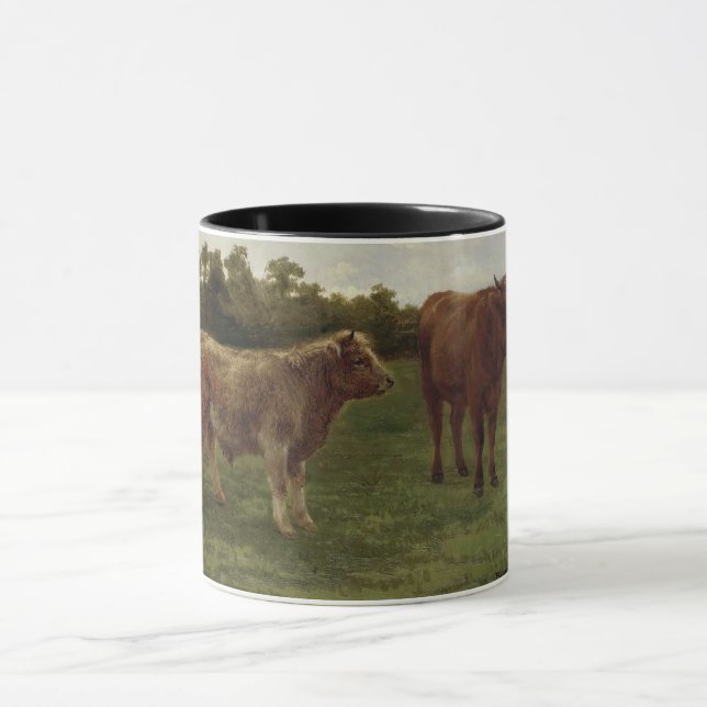 Two Cows Standing in a Farm's Field (Rosa Bonheur) Mug (Center)