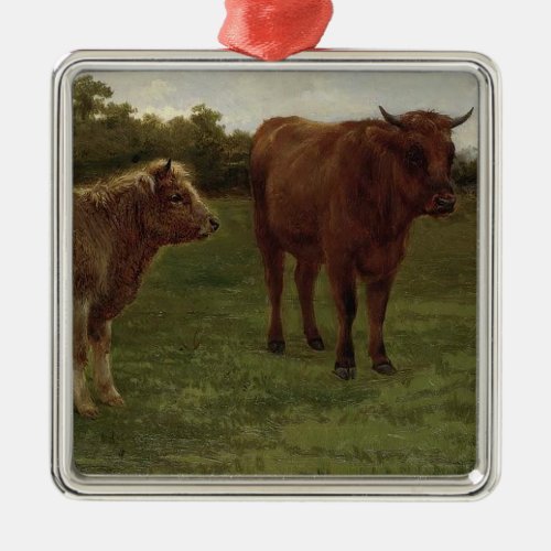 Two Cows Standing in a Field by Rosa Bonheur Metal Ornament