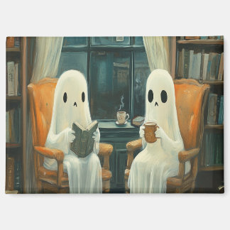 Two Cozy Ghosts Drinking Tea Magnet