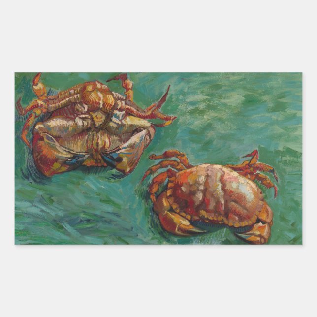 Two Crabs by Vincent van Gogh Rectangular Sticker (Front)