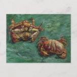 Two Crabs (F606) Van Gogh Fine Art Postcard<br><div class="desc">Two Crabs, Vincent van Gogh, Arles January 1889. Oil on canvas, 47 x 61 cm. London, Helly Nahmad Gallery. F 606, JH 1662 Vincent Willem van Gogh (30 March 1853 – 29 July 1890) was a Dutch Post-Impressionist artist. Some of his paintings are now among the world's best known, most...</div>