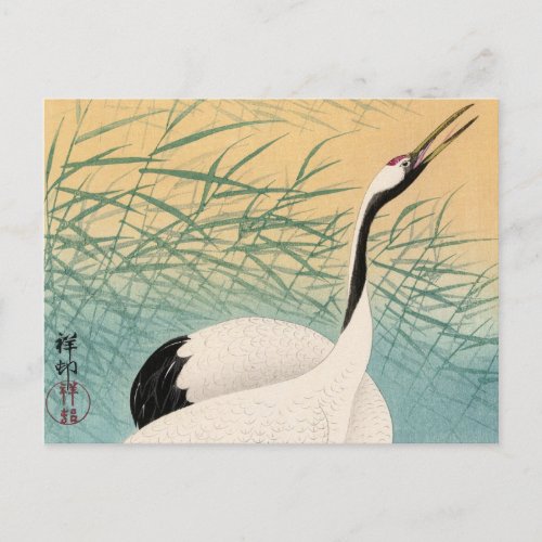 Two Cranes 1936 by Ohara Koson Postcard